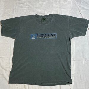 Vermont Lake Champlain Embroidered Men’s Green 100% Cotton T-Shirt - size-M